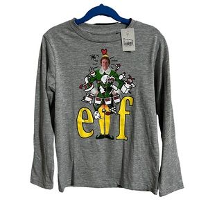 NWT Kids Elf Holiday Long Sleeve Shirt Gray Size Small
